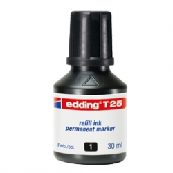 RICARICA INCHIOSTRO PERMANENTE 30ML T25 NERO EDDING