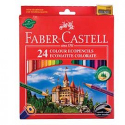 ASTUCCIO 24 PASTELLI COLORATI ECO + TEMPERINO FABER CASTELL